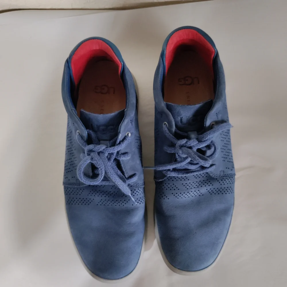 UGG Men's Larken Navy Suede Perforated Leather Lace-Up Sneakers‎